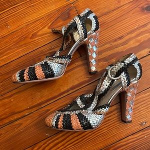 Vintage Prada woven metallic heels size 40 never worn